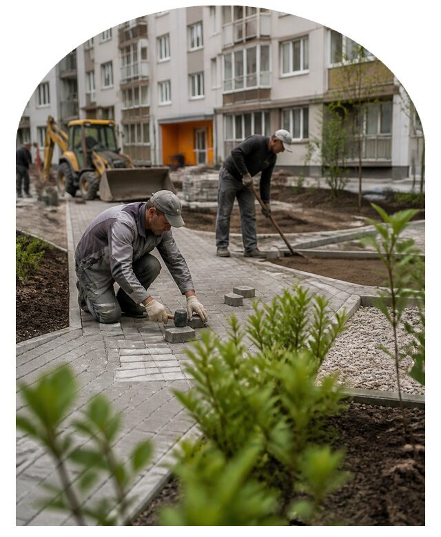 Благоустройство двора многоквартирного дома в Ялте