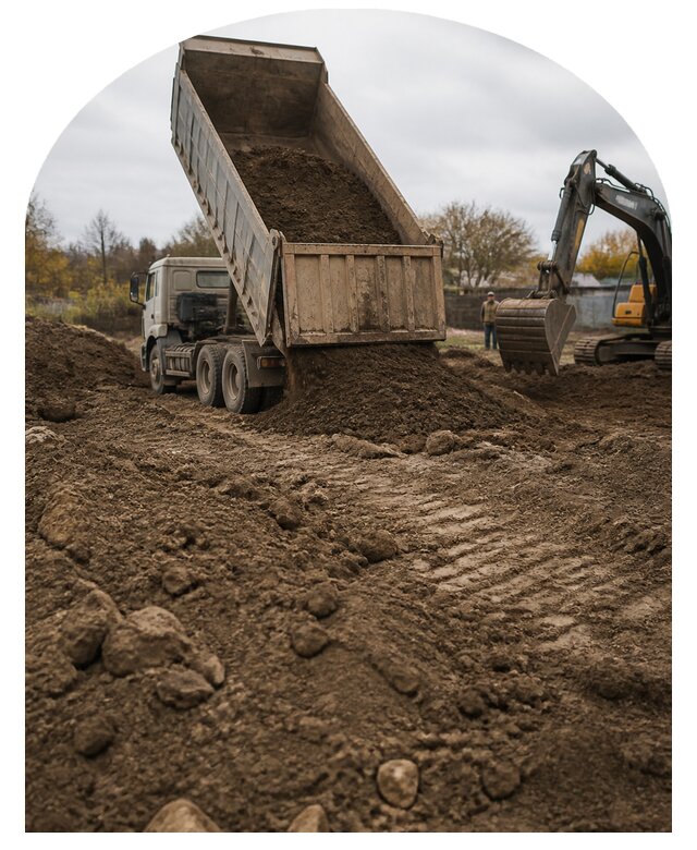Поднятие участка грунтом для выравнивания рельефа в Ялте
